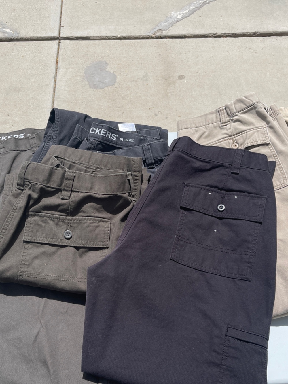 Dockers Men’s Cargo D3 Pants Pack - Black, Olive, Tan, Gray. Size 36 30